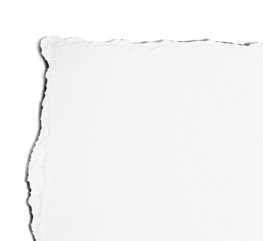 collection of white ripped pieces of paper on white background. each one is shot separately